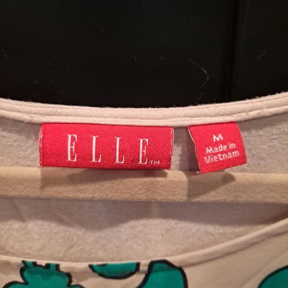 ELLE Pink Shirt with Green Design Size Medium - Picture 3 of 4